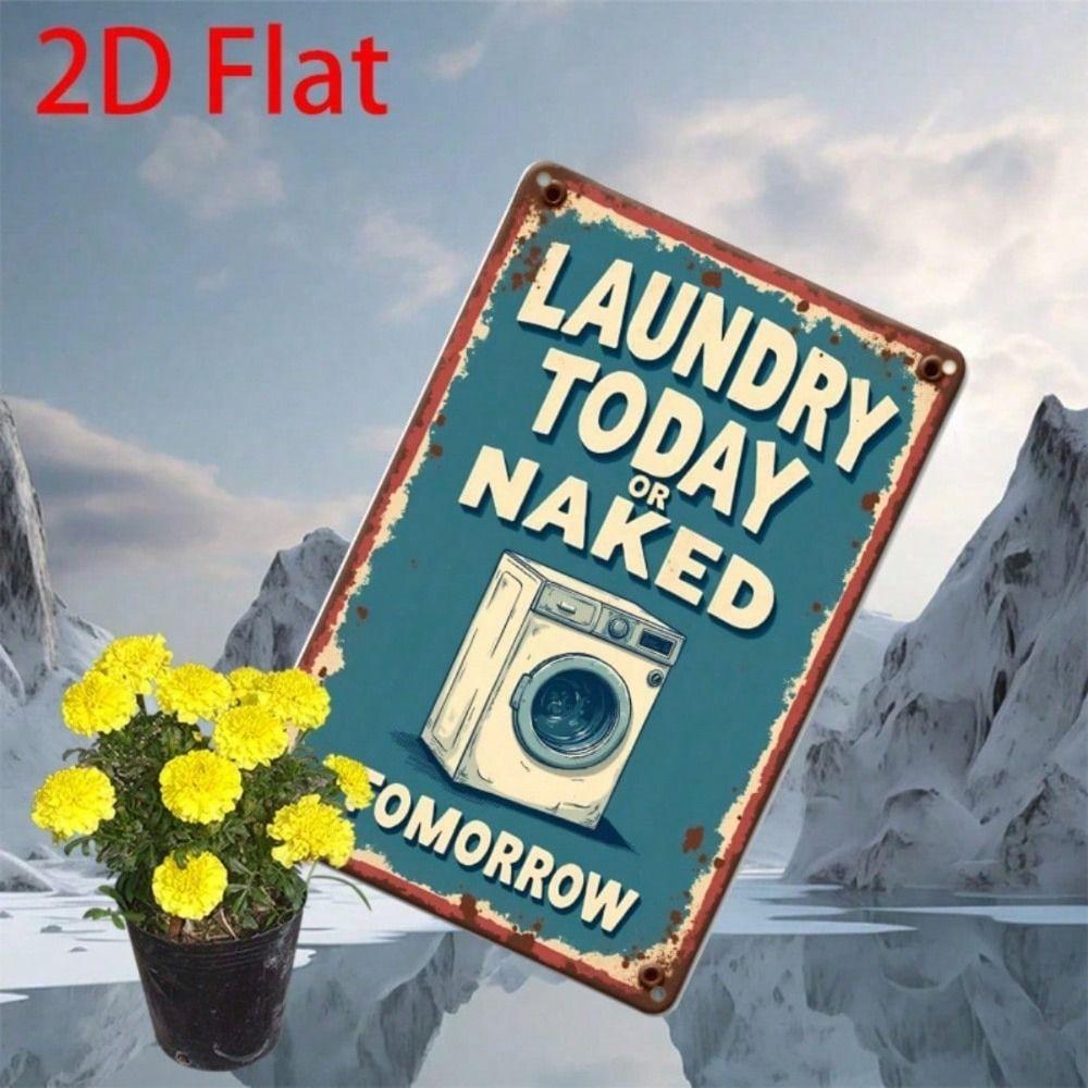 Vintage Metal Sign Wall Art, Laundry Room Decor Retro Garage Poster