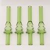 Christmas tree Borosilicate Glass Straw Reusable Drinking Straw with Brush for Milkshakes Cocktail Coffee Bar Accessories