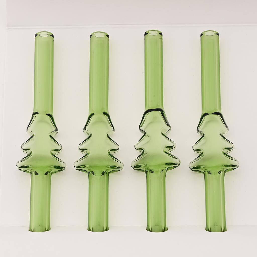Christmas tree Borosilicate Glass Straw Reusable Drinking Straw with Brush for Milkshakes Cocktail Coffee Bar Accessories