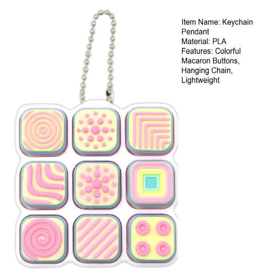Keychain Pendant Colorful Macaron Buttons Key Chain with Hanging Chain Compact Portable Fidget