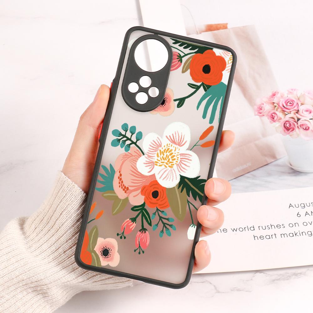 Honor 50 Case Funda Luxury Cover For Huawei Y6 2019 Case For Honor 9A 9X 8X 20 60 P40 Lite P30 Pro P50 Nova 9 Pro Flower Bumper