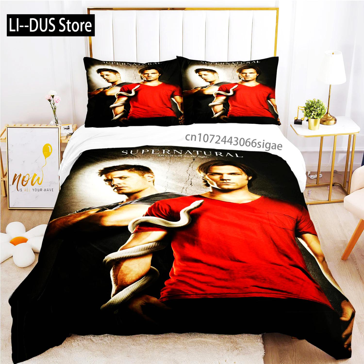 

2024 Personality Supernaturalbed Sheet Duvet Pillowcase Bed Sheet Three Piece Bedding Soft Quilt EU Single(135*200cm)3pcs