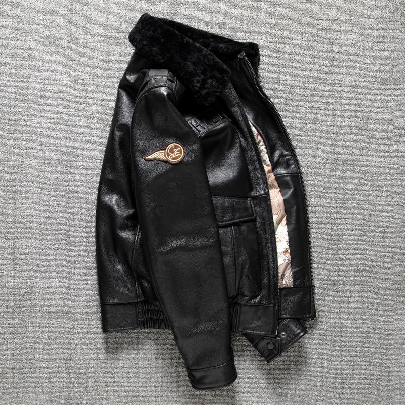 PU Lederjacke Fliegeranzug mit Baumwoll-Thermo-Revers Herrenjacke Übergröße Herbst- und Winterjacke