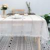 Vintage French Embroidered Lace Tablecloth - White, Nordic-Inspired Polyester Dust Cover for TV Stand, Wine Cabinet & Shoe Rack