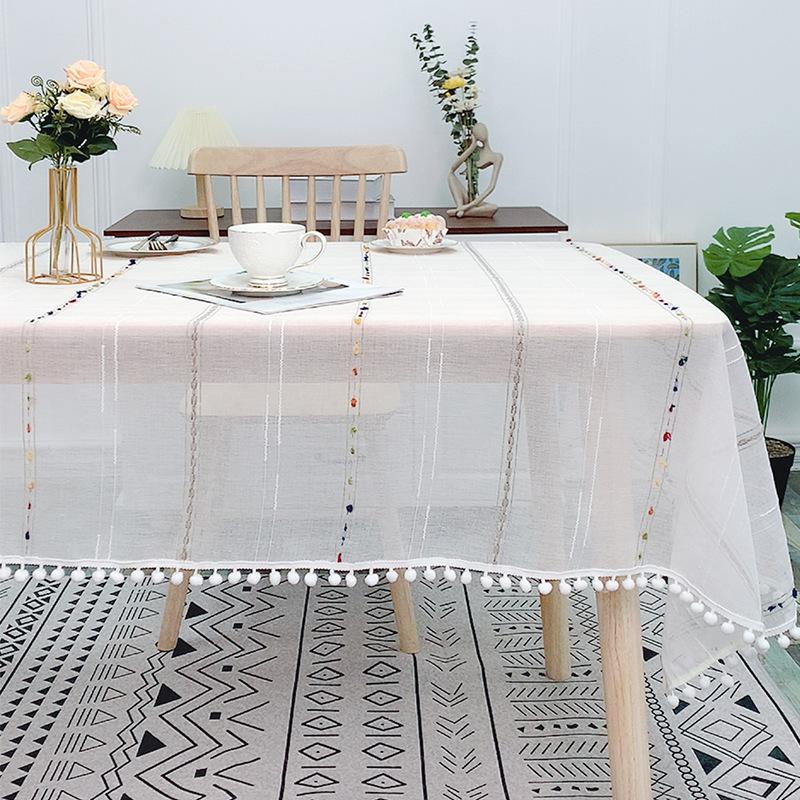 Vintage French Embroidered Lace Tablecloth - White, Nordic-Inspired Polyester Dust Cover for TV Stand, Wine Cabinet & Shoe Rack