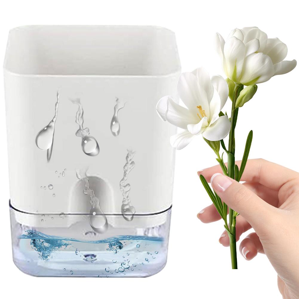 Self Watering Plant Pot Self Watering Planter with Cotton Rope Transparent Flower Pot Double Layer Flowerpot for Indoor Plants