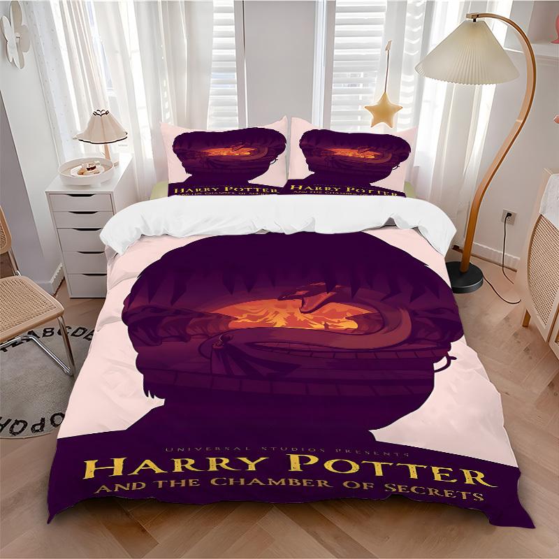 

3pcs Harry Potter Bedding Set, Soft Polyester Duvet Cover and Pillowcases Machine Washable Seasons all suitable 60 135x200cm