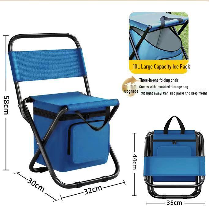 Portable Camouflage Folding Outdoor Stool with Ice Pack - Three-in-One Camping, Fishing, Leisure Chair