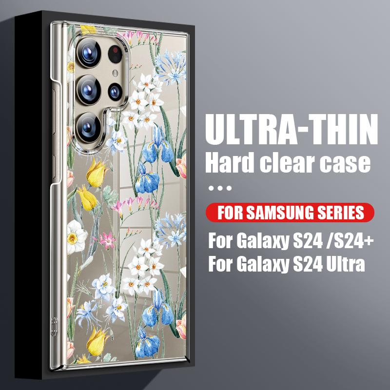 

Красочный цветочный принт ударопрочный прозрачный чехол для Samsung S24 FE S23 Ultra S22 S21 A16 A55 A15 A14 A35 A54 прозрачный тонкий жесткий чехол для телефона из ПК Samsung A16 5G