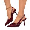Fashionable Pointed Toe Shallow Mouth High-heeled Shoes Summer Elegant Buckle Decorated Stiletto Black Women's Shoes