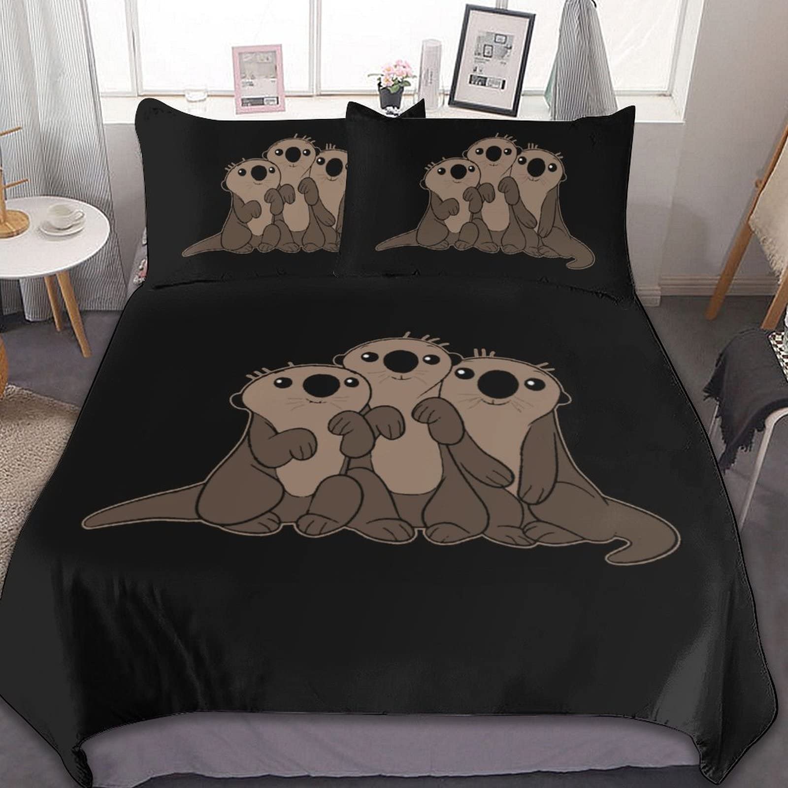 

Комплект постельного белья с изображением морских выдр, 3 предмета, пододеяльник с изображением подводных животных, комплект пододеяльников с изображением морской жизни и океана, мягкий полиэстеровый пододеяльник EU Single(135x200cm)