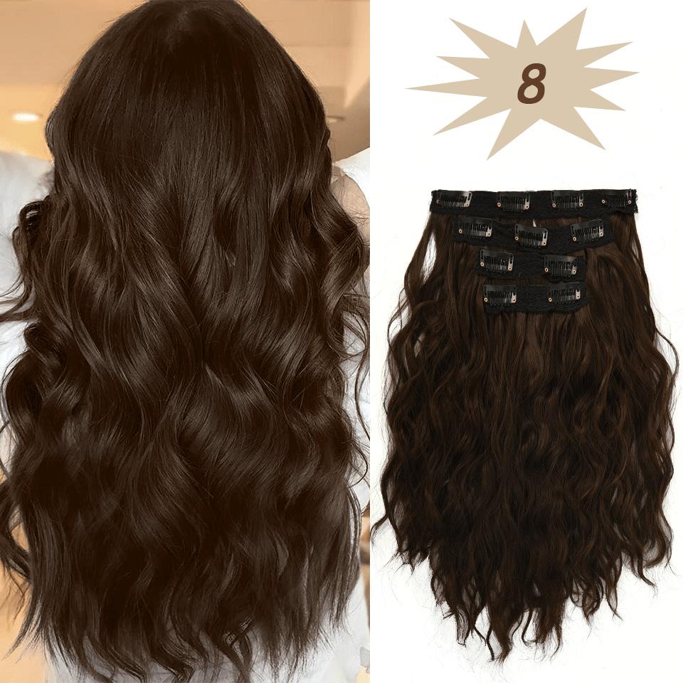12 tommer 4 stk/sæt Clip-in Hårforlængelser Dame Kort Body Wave Paryk Hårstil Velegnet til Daglig Brug Varmebestandig Fiber Paryk Stykke