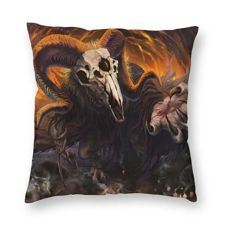 Teufelsziege Satan Skelett Druckmuster Kissenbezug für Zuhause Wohnzimmer Sofa Autodekoration Wurfkissen