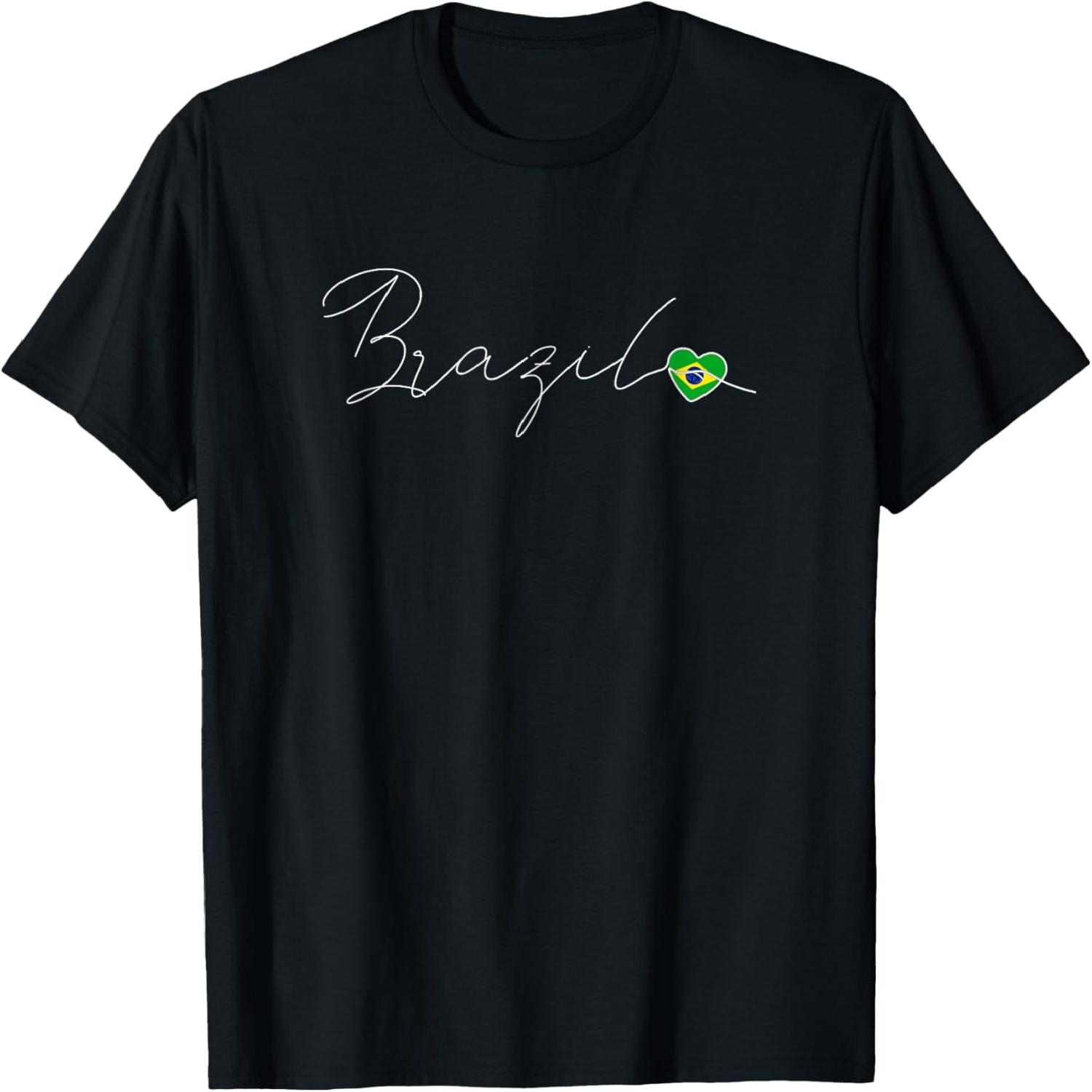 Brasil Simple Love Brazilian Flag Heart on Brazil T-Shirt S