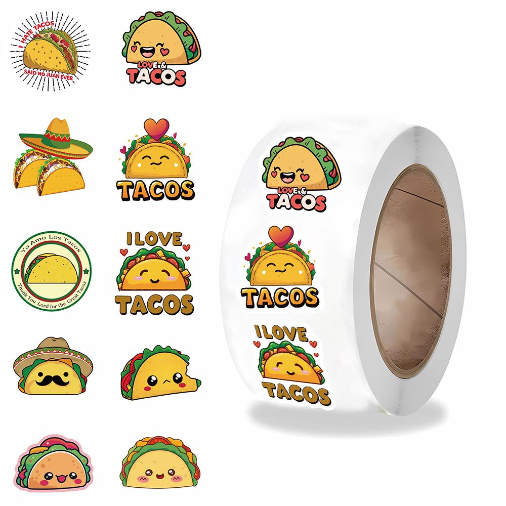 500PCS Taco Roll Stickers Nostalgia Harajuku Streetwear Scrapbooking Coffee Phone Casual Skateboard Fashion Aesthetic Sticker