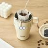 Tyeso 500ML Thermoses Insulated Coffee with Handle Portable Thermal Travel Mug for Hot Cold Drinks Outdoor Vacuum Office Home with Eye Sticker