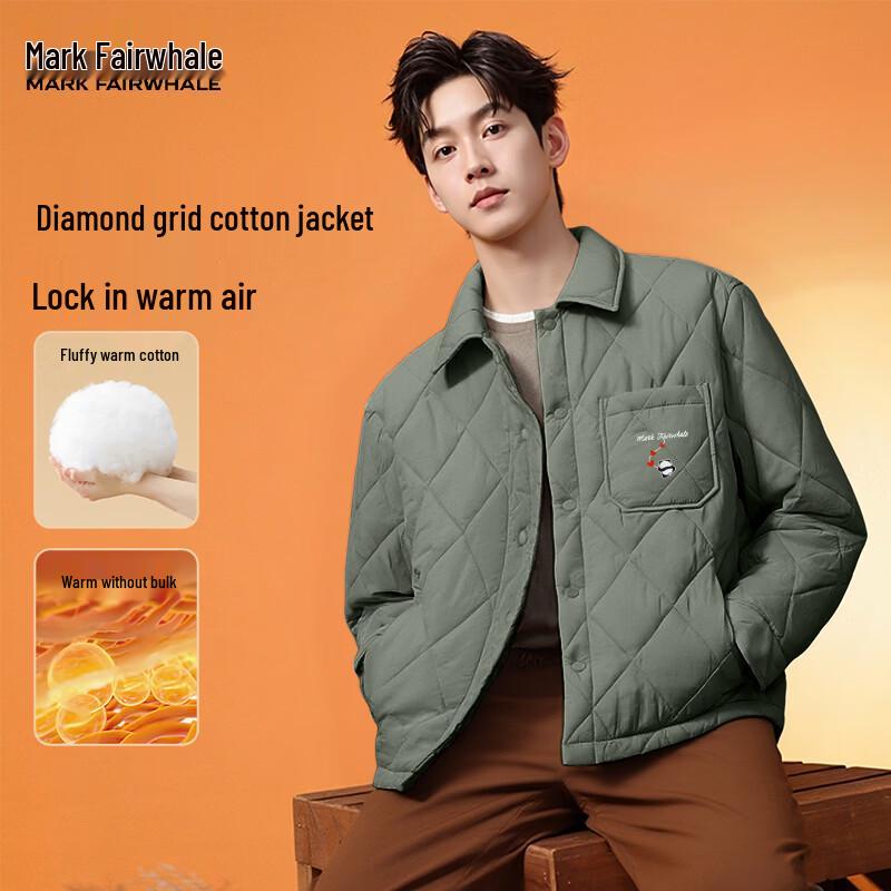 

Mark Fairwhale Men s Retro Lapel Collar Padded Jacket M