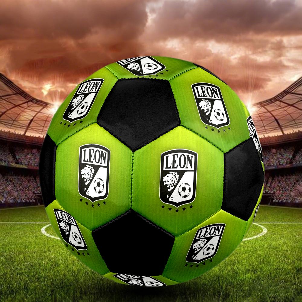 SIZE 5 León FC Soccer Ball Colorful All Ages Machine Stitched PVC Competition Ready Durable High-Bounce