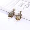 Retro Baroque Beetle Pearl and Diamond Animal Earrings