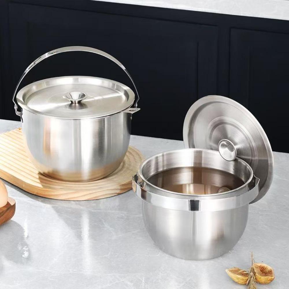 Folding Handle Lard Filter Pot 316 Stainless Steel Grease Container Mixing Bowl Camping