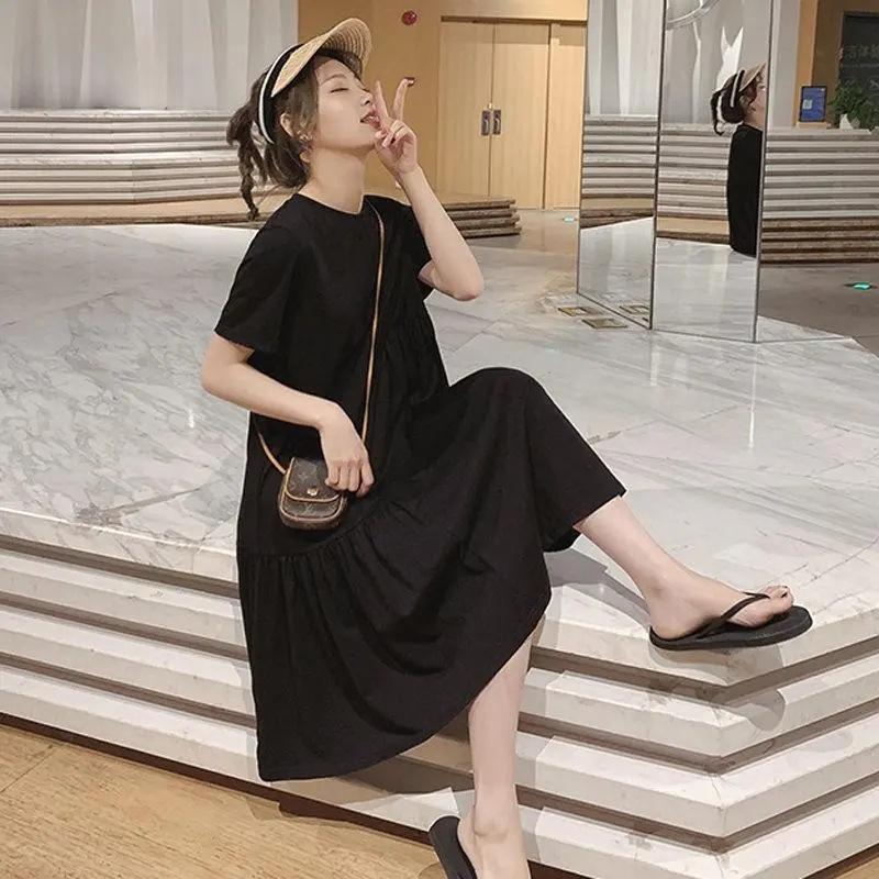 

Maternity summer clothing fashion large size top skirt new design sense splicing thin t-shirt dress trend M recommends 80-52.5 kg