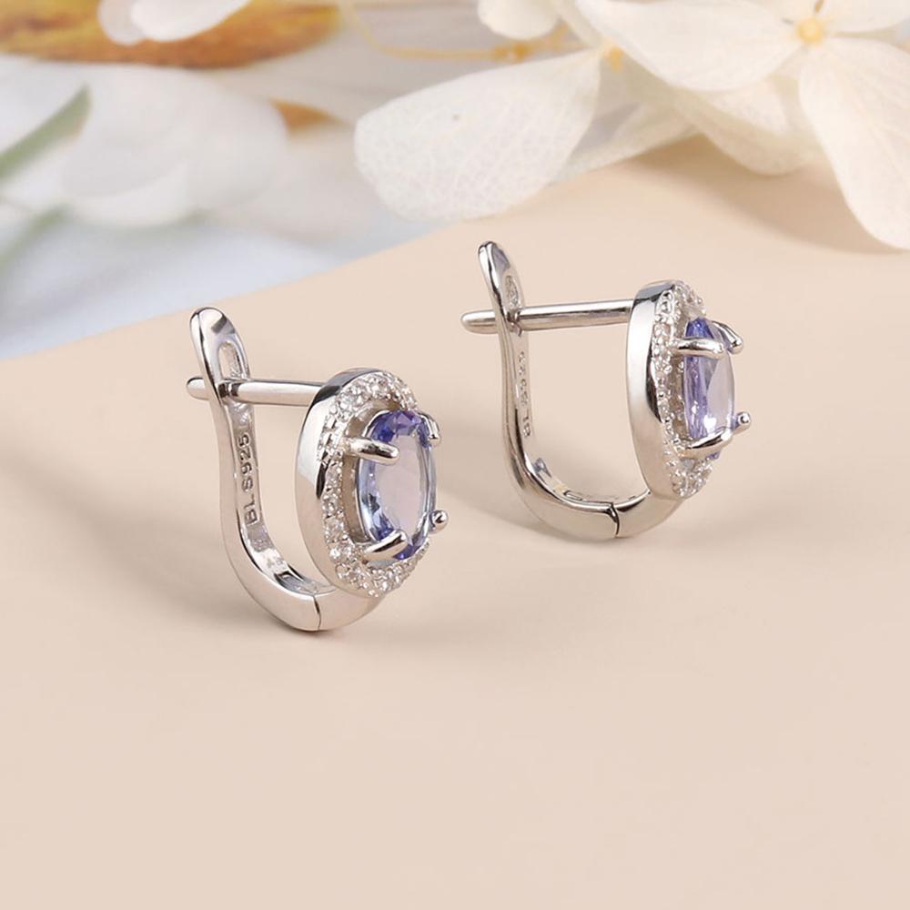 Pendientes de plata con cierre Simple para mujer, joyería fina de tanzanita natural de corte ovalado de 5x7mm, Plata de Ley 925, bonito regalo, novedad de 2023