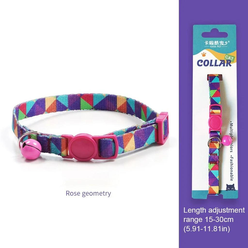 Cute Design Anti-Suffocation Cat Collar, Adjustable 15-30cm, Comfortable Fit, Decorative Bell, Secure Buckle Used for Cat Dog