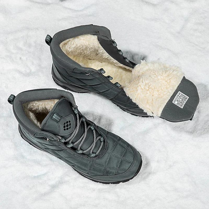 

Модная зимняя мужская повседневная обувь для хайкинга, водонепроницаемая, холодостойкая, с флисовой подкладкой, зимние ботинки для снега, обувь из хлопка для приключений на открытом воздухе 39 серый
