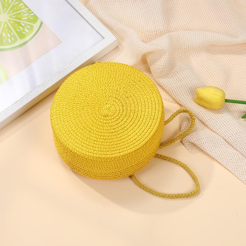 Children's bags Girls messenger bags New summer woven straw bags Seaside vacation girls round shoulder bag
