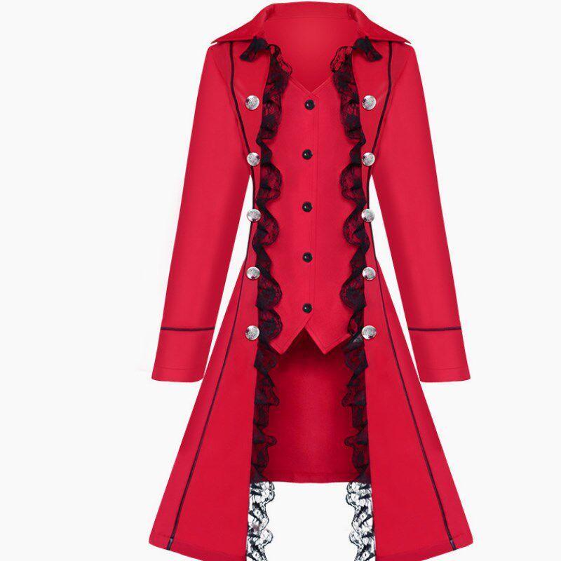 Autumn Wish Popular Medieval Solid Long sleeve Three Breasted Female Outwear Irregular Top Coat Women