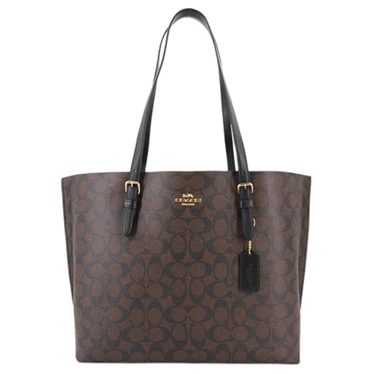 

New COACH Mollie Leather Tote Bag, Shopping Bag, Handbag, Shoulder Bag Tubas Women s Dark Brown Monogram 1665-IMAA8 34.0*18.0*27.9CM