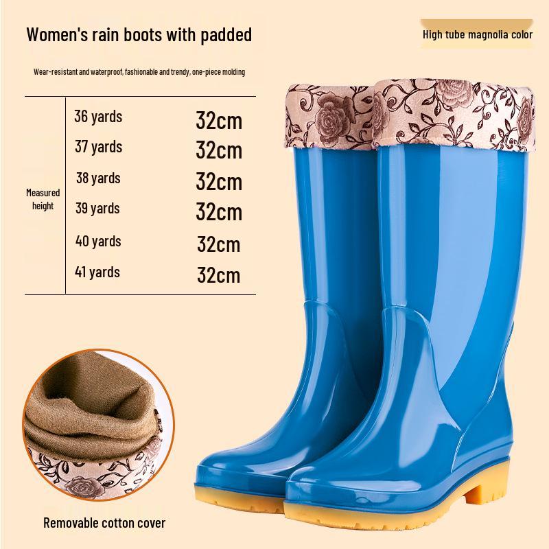 Damen Rutschfeste High-Top Regenstiefel - Warm, Gummi und Wasserdicht für Küche und Arbeit