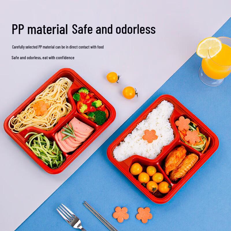 Disposable 4-Compartment Lunch Box with Lid