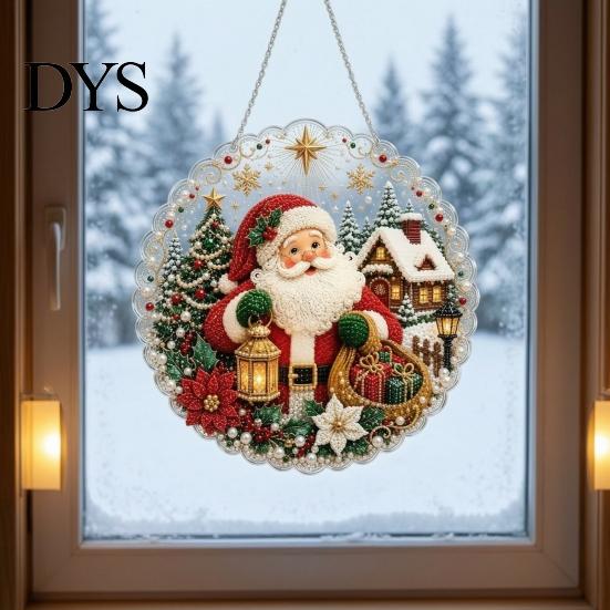 Faux Pearl Art Kits for Adults Christmas Ornament DIY Kit, Hanging Angel Santa Suncatcher, 3D Window Sparkling Sun Catcher Craft Kit Adults,