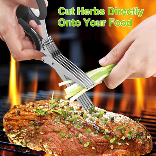 2025 Upgraded Herb Scissors, Easy Herb Scissors Cutter Tool with Sharp Stainless Steel Blades for Fresh Herbs, Essential Kitchen & Cooking Gadget, Bla