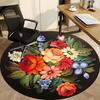 1pc Colorful Flowers Chair Carpet for Office, Round Non-Slip Durable Large Size Office Carpet, Suitable for Office, Beautiful Decoration