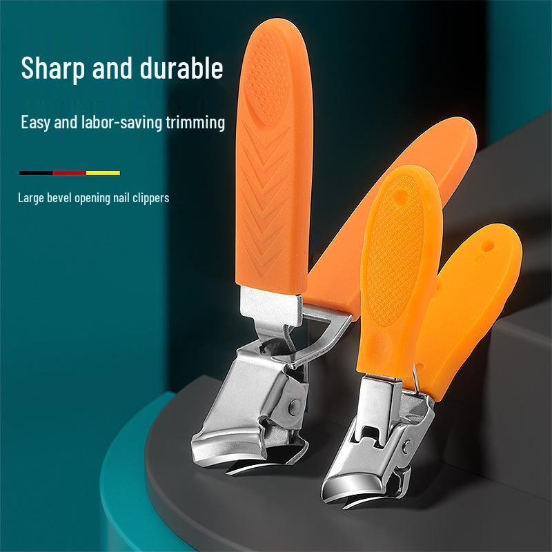 Stainless Steel Slanted Tip Nail Clippers - Large Opening Anti-Splash Cutter for Deep Nail Grooves