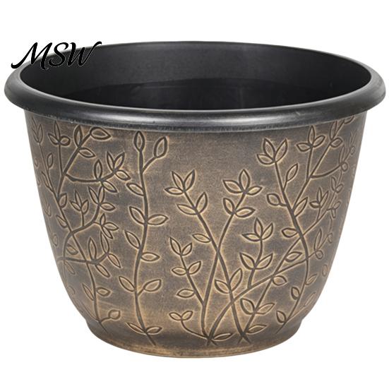 Stable Heavy Duty Plant Pots 12 Inch Thickened Flower for Outdoor Indoor, Plastic Leaf-Pattern Texture Large Planters Planter with Drainage