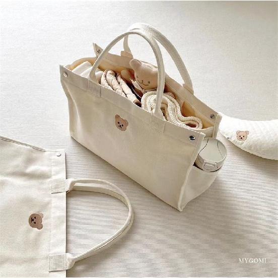 Korean INS Mommy Bag Multifunctional Canvas Tote Handbag Fashionable Large Capacity Maternity Mom Bag
