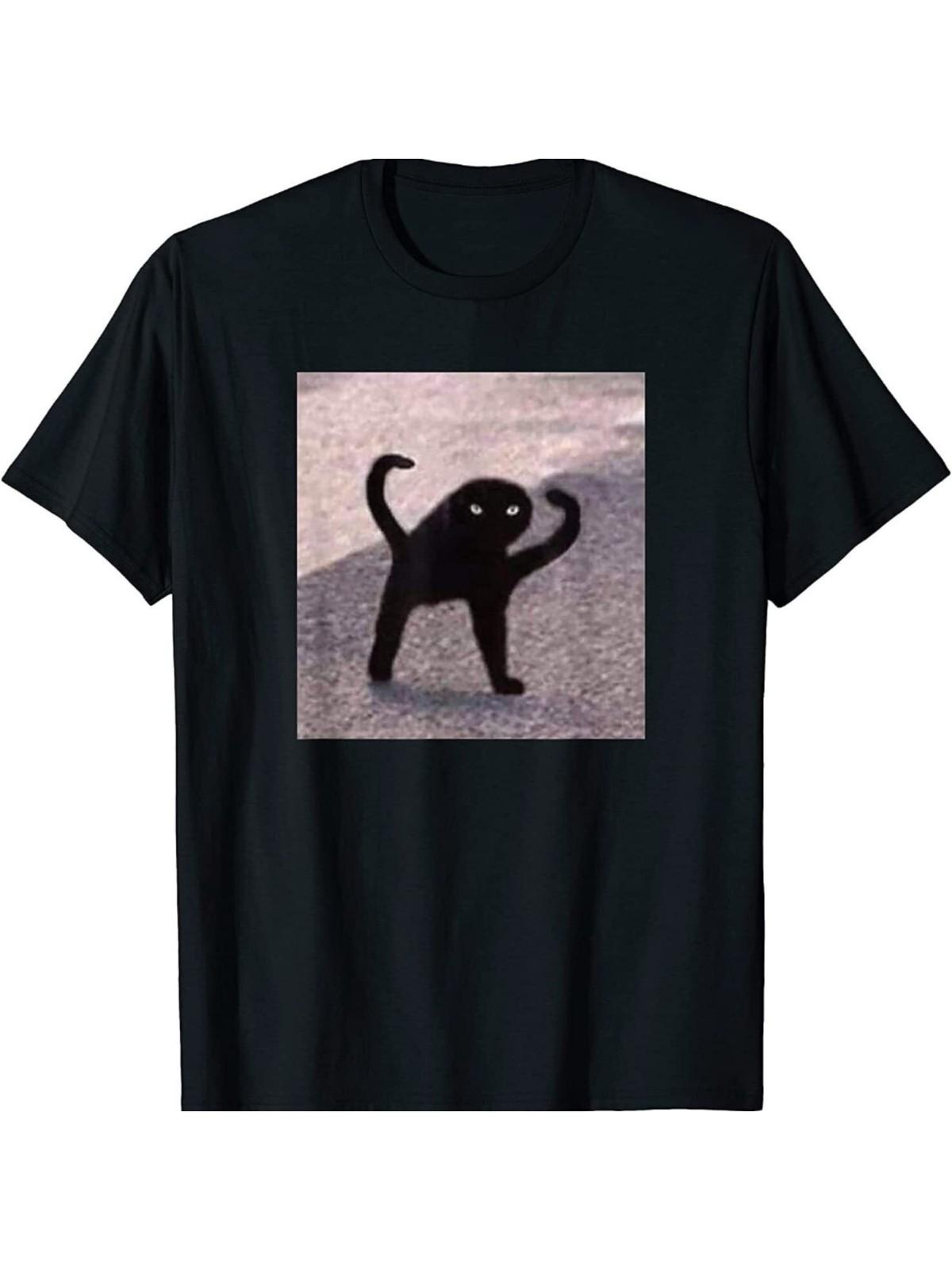 [Glossy Finish] Funny Cursed Cat Meme T-Shirt - Angry as Fuch Design, Black S разноцветный