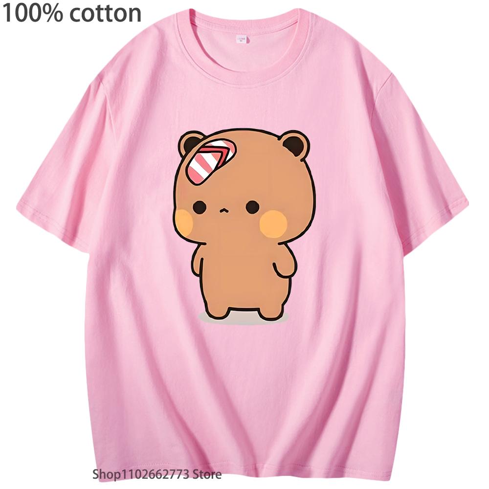 Cute Dudu Was Threw Flip T-Shirts Flops By Bubu Since He Teases Bubu Graphic Shirt Kawaii Panda Bear Women Men Cotton Tees