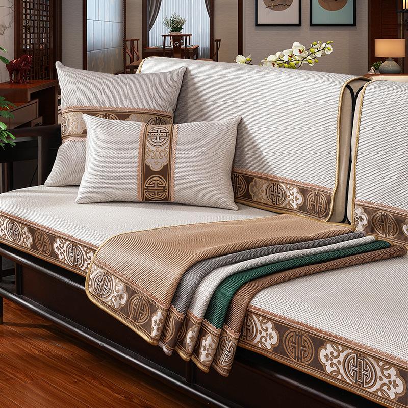 

Factory Direct Sales Summer New Chinese Wooden Summer Ice Silk Non-Slip High-Grade Solid Wood Sofa Seat Cushion And Retail 70*70cm