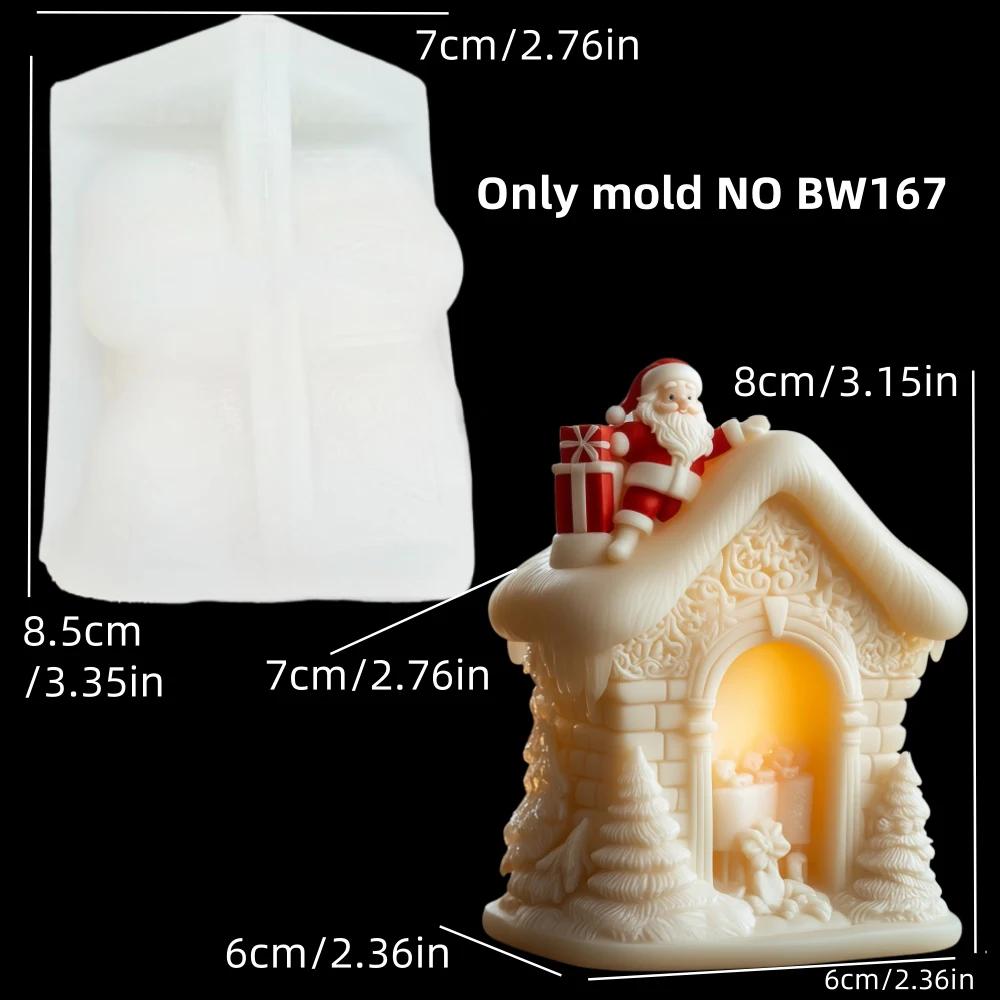 Santa Claus Carrying Gift Relief Cylindrical Candle Silicone Mold Smile Santa Claus Snowflake Gift Bag Molds Christmas Gift