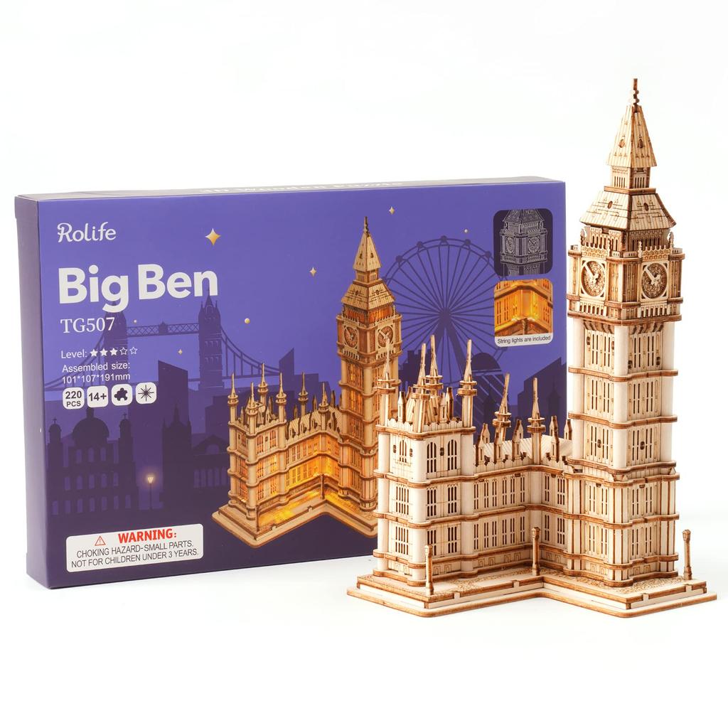 Robotime Big Ben Meșteșug din Lemn 3D Educațional pentru și Perfect ca un Nou Cadou de Ziua de Naștere sau Crăciun pentru Preșcolari și Anul Nou TG507 Puzzle, Puzzle,