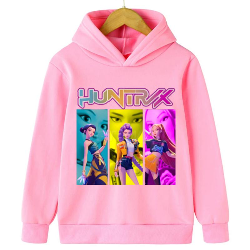 Kpop Demon Hunters Hoodies Höst Vinter Tryck Varm Bekväm Trendig Barn Huva