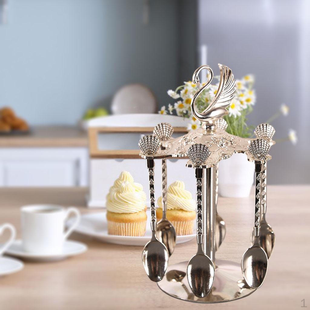 

Base Holder W/ 6 Spoons for ring and sugar Option2 Silver