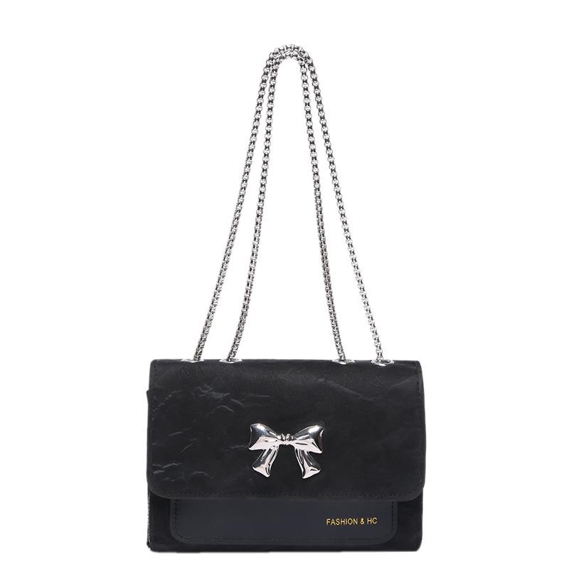 Elegant Fashion Bag Women's Autumn Fashion Chain Shoulder Messenger Bag Versatile Bow Small Square Bag