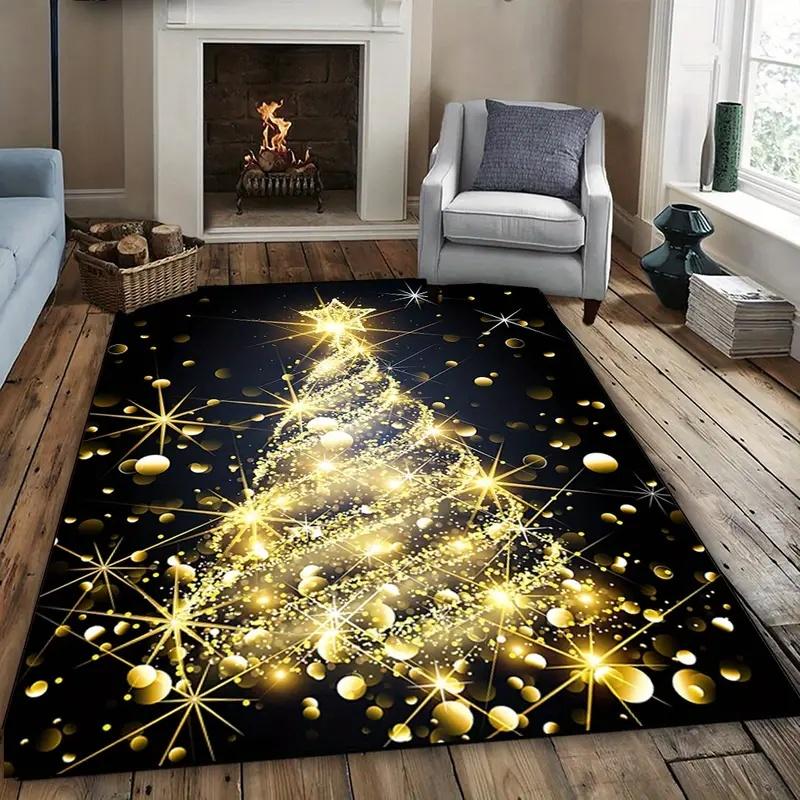 

Ковер с изображением оленя и рождественской елки Санта-Клауса, ковер для гостиной, спальни, дивана, дверного коврика, рождественские украшения, нескользящий напольный коврик 50X80cm