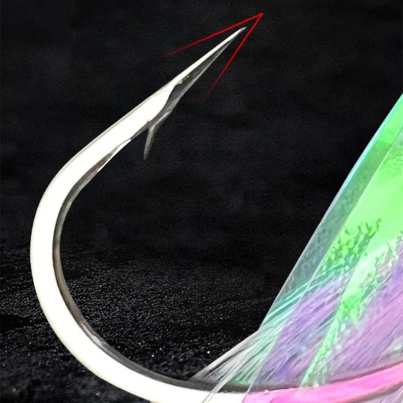 5Pcs Glows Fishhooks Fishing Hook for Salt/Freshwater, Luminous Fishing Rig Fishing Lures Baits Rig Fish Skin Sea Rig