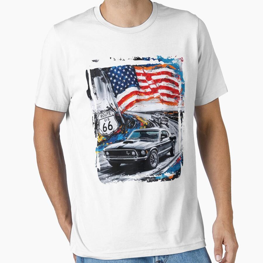 Vintage The Mother Road Route 66 Us Highway Sign Printed T Shirt for Men Large Size Adult Tops S-6XL